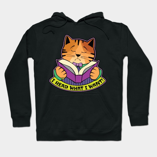 I Read What I Want Cat Hoodie by Sue Cervenka